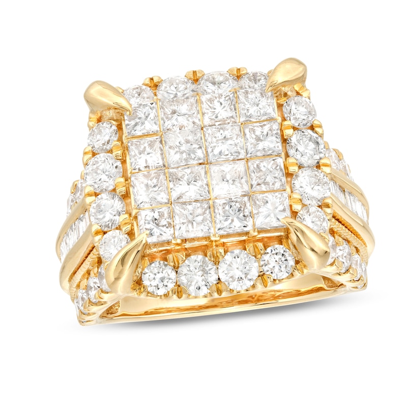 Main Image 1 of 4 CT. T.W. Square Multi-Diamond Frame Multi-Row Engagement Ring in 14K Gold