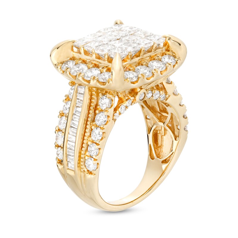 Main Image 3 of 4 CT. T.W. Square Multi-Diamond Frame Multi-Row Engagement Ring in 14K Gold