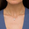 Thumbnail Image 2 of Emerald-Cut Aquamarine and White Lab-Created Sapphire Pendant in Sterling Silver