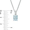 Thumbnail Image 3 of Emerald-Cut Aquamarine and White Lab-Created Sapphire Pendant in Sterling Silver