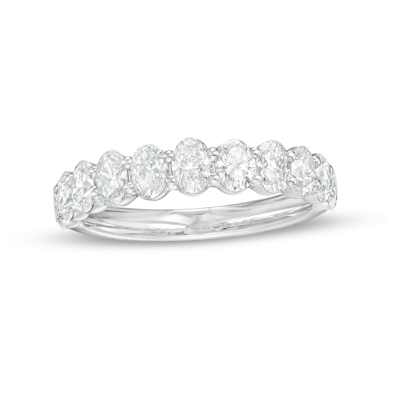 Main Image 1 of 1-3/4 CT. T.W. Certified Oval Diamond Anniversary Band in 14K White Gold (I/SI2)