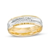 Thumbnail Image 0 of Men's 6.0mm Diamond-Cut Vintage-Style Wedding Band in 14K Two-Tone Gold - Size 10