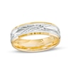 Thumbnail Image 1 of 6.0mm Diamond-Cut Vintage-Style Wedding Band in 14K Two-Tone Gold - Size 10