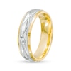 Thumbnail Image 2 of Men's 6.0mm Diamond-Cut Vintage-Style Wedding Band in 14K Two-Tone Gold - Size 10