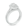 Thumbnail Image 2 of 3/4 CT. T.W. Emerald-Shaped Multi-Diamond Frame Bridal Set in 10K White Gold (I/SI2)