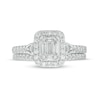 Thumbnail Image 3 of 3/4 CT. T.W. Emerald-Shaped Multi-Diamond Frame Bridal Set in 10K White Gold (I/SI2)