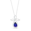 Thumbnail Image 0 of Pear-Shaped Blue and White Lab-Created Infinity Angel Pendant in Sterling Silver