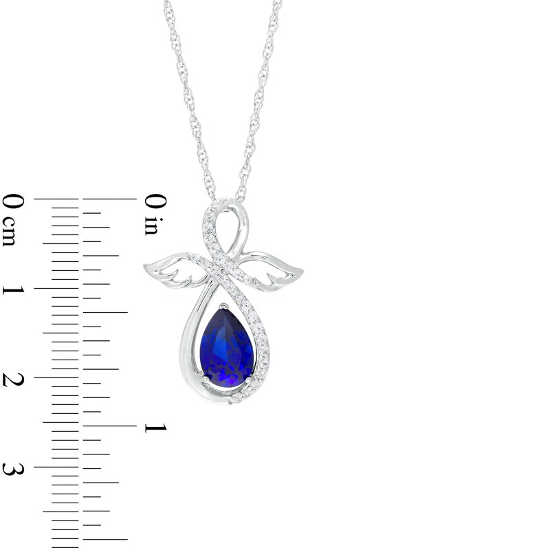 Main Image 3 of Pear-Shaped Blue and White Lab-Created Infinity Angel Pendant in Sterling Silver