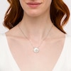 Thumbnail Image 2 of Mother of Pearl and White Lab-Created Sapphire Double Frame Necklace in Sterling Silver
