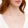 Thumbnail Image 1 of Pear-Shaped White Lab-Created Sapphire Ichthus Necklace in Sterling Silver