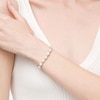 Thumbnail Image 2 of Lab-Created Opal and White Sapphire Alternating Line Bracelet in Sterling Silver - 7.5"