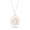 Thumbnail Image 0 of Oval Mother of Pearl Rope Frame Motherly Love Pendant in Sterling Silver and 10K Gold
