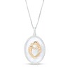 Thumbnail Image 1 of Oval Mother of Pearl Rope Frame Motherly Love Pendant in Sterling Silver and 10K Gold