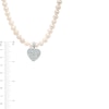 Thumbnail Image 3 of 7.0-7.5mm Cultured Freshwater Pearl Strand with White Lab-Created Sapphire Heart Tag Necklace in Sterling Silver - 17"