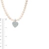 Thumbnail Image 4 of 7.0-7.5mm Freshwater Cultured Pearl Strand with White Lab-Created Sapphire Heart Tag Necklace in Sterling Silver-17"