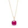 Thumbnail Image 0 of 8.0mm Cushion-Cut Lab-Created Ruby and Diamond Accent "X" Drop Pendant in 10K Gold