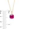 Thumbnail Image 2 of 8.0mm Cushion-Cut Lab-Created Ruby and Diamond Accent "X" Drop Pendant in 10K Gold