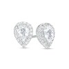 Thumbnail Image 0 of Pear-Shaped White Lab-Created Sapphire Frame Stud Earrings in Sterling Silver