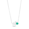 Thumbnail Image 0 of 6.5mm Button Cultured Freshwater Pearl, Lab-Created Emerald and White Sapphire Three Stone Necklace in Sterling Silver
