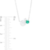 Thumbnail Image 2 of 6.5mm Button Cultured Freshwater Pearl, Lab-Created Emerald and White Sapphire Three Stone Necklace in Sterling Silver
