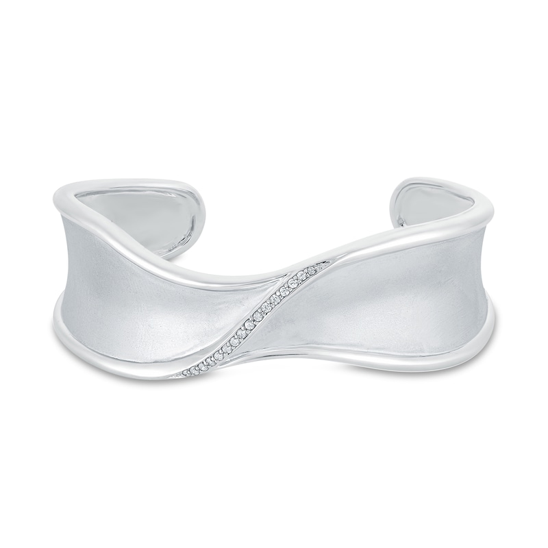 Main Image 1 of 1/4 CT. T.W. Diamond Curved Bangle in Sterling Silver – 6.75"