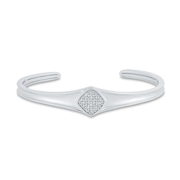 1/4 CT. T.W. Diamond Tilted Square Bangle in Sterling Silver – 6.75&quot;