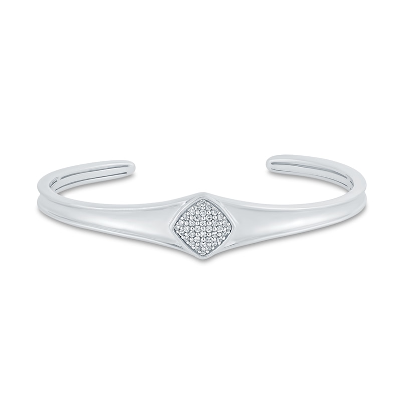1/4 CT. T.W. Diamond Tilted Square Bangle in Sterling Silver – 6.75"