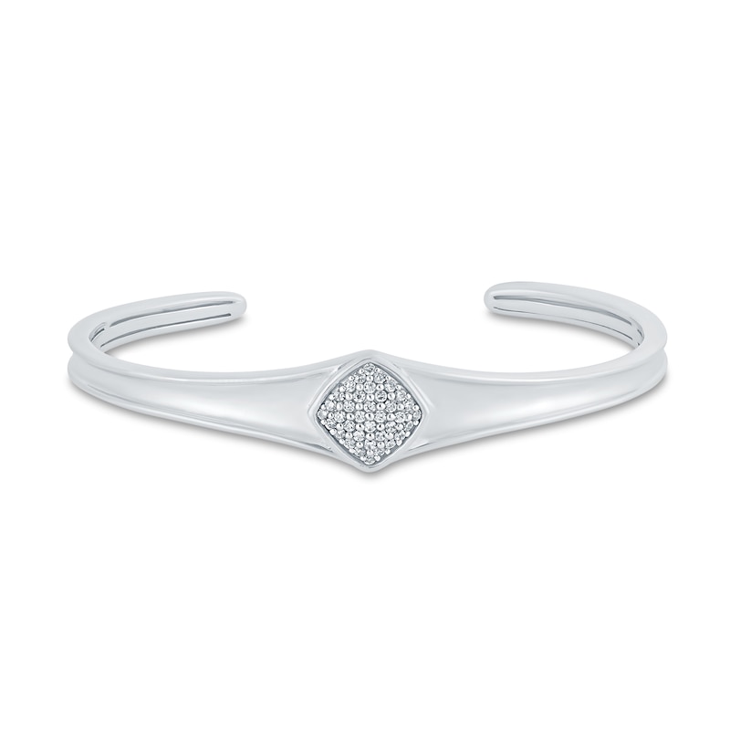 Main Image 1 of 1/4 CT. T.W. Diamond Tilted Square Bangle in Sterling Silver – 6.75"