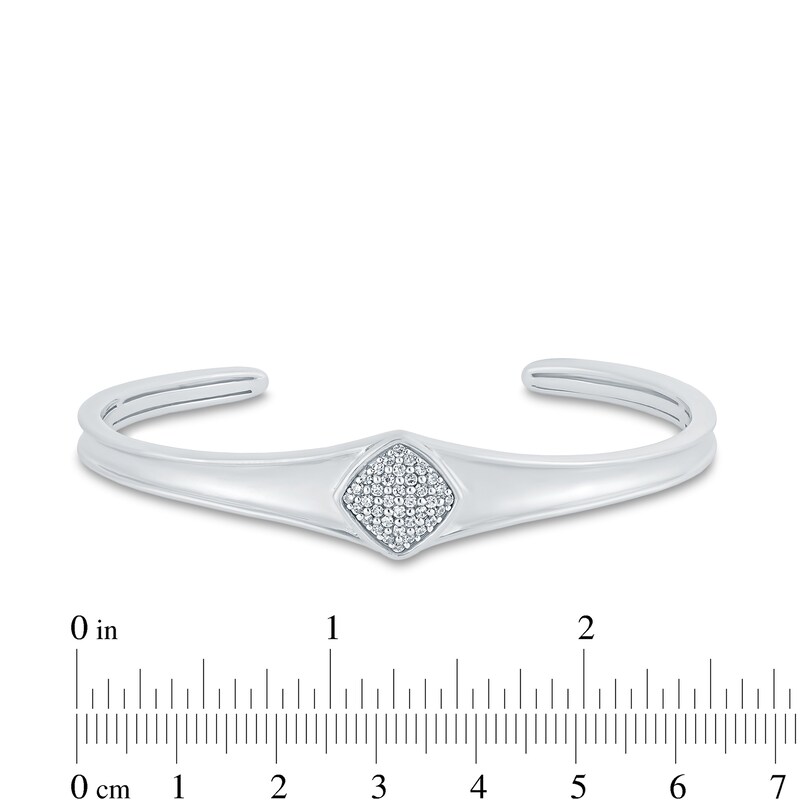 Main Image 2 of 1/4 CT. T.W. Diamond Tilted Square Bangle in Sterling Silver – 6.75"