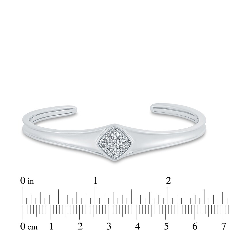 1/4 CT. T.W. Diamond Tilted Square Bangle in Sterling Silver – 6.75"