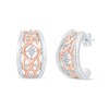 Thumbnail Image 1 of 1/8 CT. T.W. Diamond Twist Hoop Earrings in Sterling Silver with 14K Rose Gold Plate