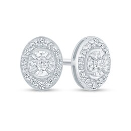 1/4 CT. T.W. Diamond Oval-Shaped Frame Stud Earrings in 10K White Gold