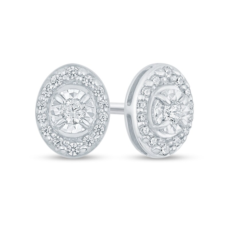 Main Image 1 of 1/4 CT. T.W. Diamond Oval-Shaped Frame Stud Earrings in 10K White Gold