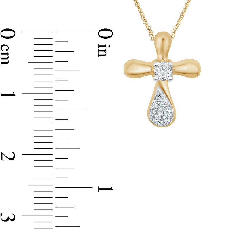 Main Image 2 of 1/8 CT. T.W. Diamond Cross Pendant in 10K Gold