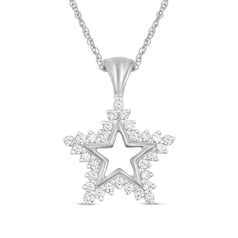Main Image 1 of 1/5 CT. T.W. Diamond Star Sunburst Pendant in 10K White Gold