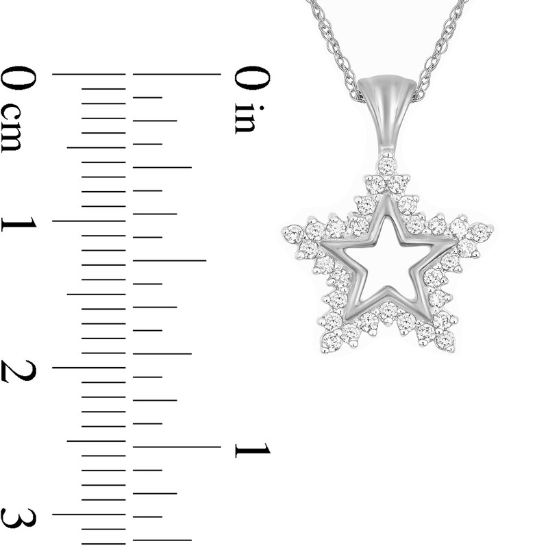 Main Image 2 of 1/5 CT. T.W. Diamond Star Sunburst Pendant in 10K White Gold