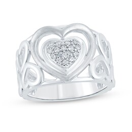 1/6 CT. T.W. Multi-Diamond Heart Ring in Sterling Silver