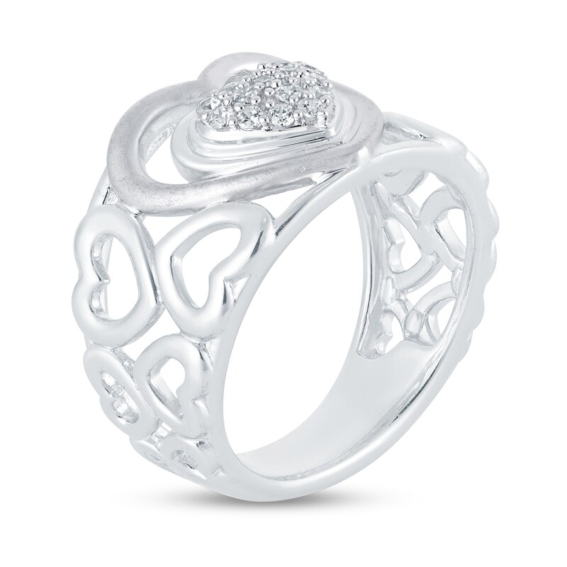 Main Image 2 of 1/6 CT. T.W. Multi-Diamond Heart Ring in Sterling Silver