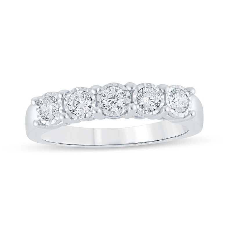 1/2 CT. T.W. Diamond Five Stone Anniversary Band in 10K White Gold
