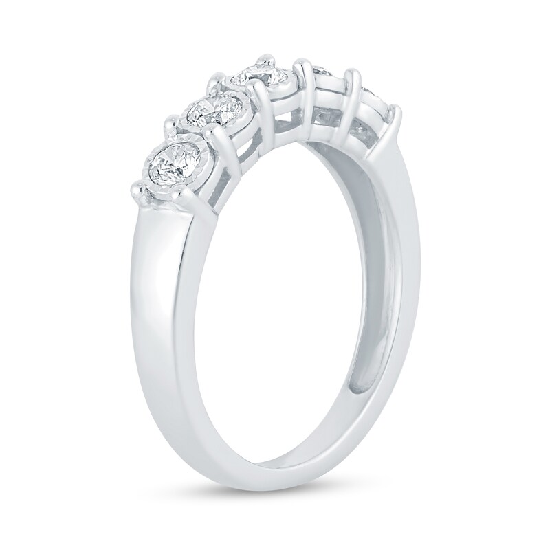 1/2 CT. T.W. Diamond Five Stone Anniversary Band in 10K White Gold