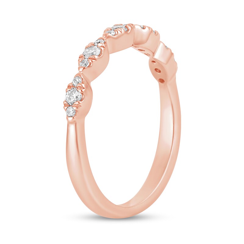 Main Image 2 of 1/4 CT. T.W. Diamond Marquise-Shaped Scallop Edge Anniversary Band in 10K Rose Gold