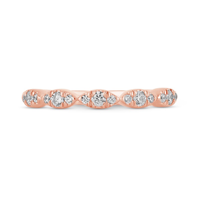 Main Image 3 of 1/4 CT. T.W. Diamond Marquise-Shaped Scallop Edge Anniversary Band in 10K Rose Gold