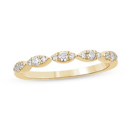 1/4 CT. T.W. Diamond Marquise-Shaped Scallop Edge Anniversary Band in 10K Gold