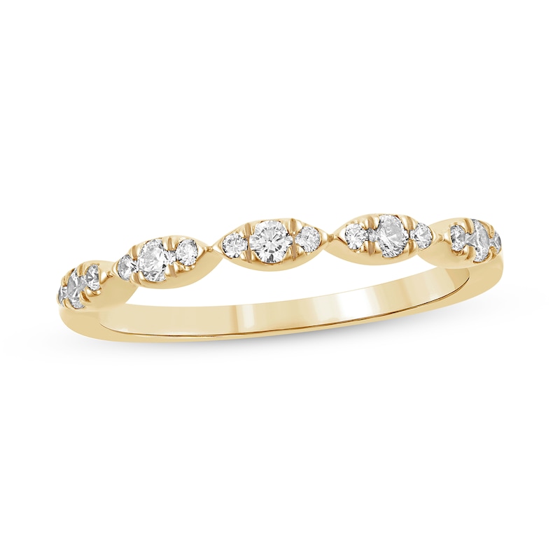1/4 CT. T.W. Diamond Marquise-Shaped Scallop Edge Anniversary Band in 10K Gold