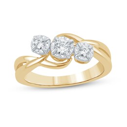 1/4 CT. T.W. Diamond Three Stone Slant Split Shank Engagement Ring in 10K Gold
