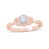Thumbnail Image 0 of 1/5 CT. T.W. Diamond Frame Leaf-Sides Vintage-Style Engagement Ring in 10K Rose Gold