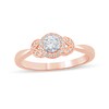 Thumbnail Image 1 of 1/5 CT. T.W. Diamond Frame Leaf-Sides Vintage-Style Engagement Ring in 10K Rose Gold