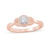 Thumbnail Image 0 of 1/5 CT. T.W. Diamond Frame Leaf-Sides Vintage-Style Engagement Ring in 10K Rose Gold