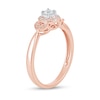 Thumbnail Image 1 of 1/5 CT. T.W. Diamond Frame Leaf-Sides Vintage-Style Engagement Ring in 10K Rose Gold