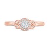 Thumbnail Image 2 of 1/5 CT. T.W. Diamond Frame Leaf-Sides Vintage-Style Engagement Ring in 10K Rose Gold